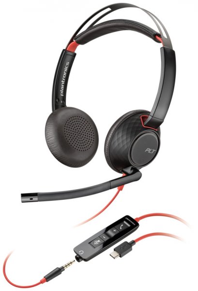 Poly Blackwire 5220, USB-C + 3.5mm (Double sided) Wired Headset