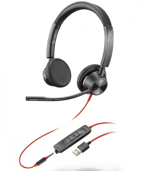Poly Blackwire 3325, USB-A + 3.5mm (Double sided) Wired Headset