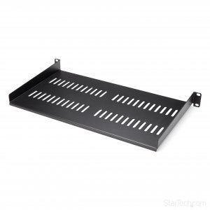 StarTech.com 1U Server Rack Shelf - Universal Vented Rack Mount Cantilever Tray for 19" Network Equipment Rack & Cabinet - Heavy Duty Steel – Weight Capacity 50lb/23kg - 10" Deep Shelf, Black