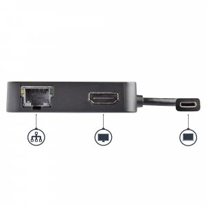 StarTech.com USB C Multiport Adapter - Portable USB-C Mini Dock 4K HDMI Video - Gigabit Ethernet, USB 3.0 Hub (1x USB-A 1x USB-C) - USB Type-C Multiport Adapter - Thunderbolt 3 Compatible