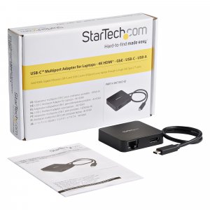 StarTech.com USB C Multiport Adapter - Portable USB-C Mini Dock 4K HDMI Video - Gigabit Ethernet, USB 3.0 Hub (1x USB-A 1x USB-C) - USB Type-C Multiport Adapter - Thunderbolt 3 Compatible