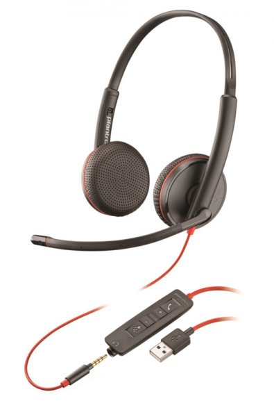 Poly Blackwire 3225, USB-A + 3.5mm (Double sided) Wired Headset