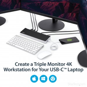StarTech.com Triple Monitor 4K USB-C Dock with 5x USB 3.0 Ports