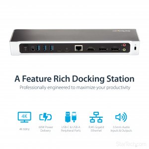 StarTech.com Triple Monitor 4K USB-C Dock with 5x USB 3.0 Ports