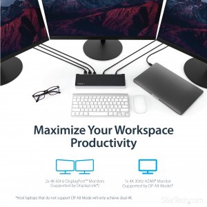 StarTech.com Triple Monitor 4K USB-C Dock with 5x USB 3.0 Ports