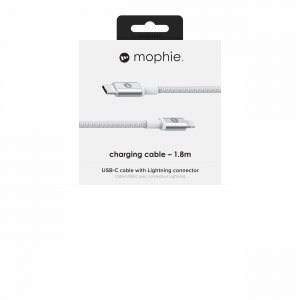 mophie Charge and Sync Cable- USB-C to Lightning Cable 1.8M – White