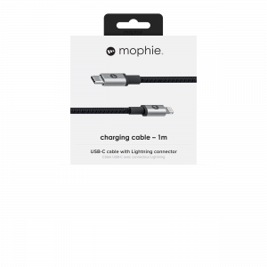 mophie Charge and Sync Cable USB-C to Lightning Cable 1M – Black