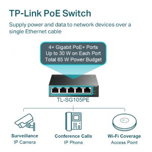 TP-LINK 5-Port Gigabit Easy Smart PoE Switch with 4-Port PoE+