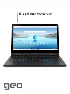 Geo Computers GeoFlex 110 Convertible Laptop and Tablet 11.6-inch HD Touchscreen Windows 10 Intel Celeron 4GB RAM