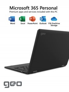 Geo Computers GeoFlex 110 Convertible Laptop and Tablet 11.6-inch HD Touchscreen Windows 10 Intel Celeron 4GB RAM