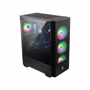 MSI MAG FORGE 111R Mid Tower Gaming Computer Case 'Black, 1x 120mm ARGB PWM Fan, 1-6 ARGB Hub, Mystic Light Sync, Tempered Glass Panel, ATX, mATX, mini-ITX'