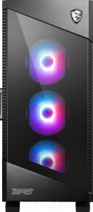 MSI MPG VELOX 100R Mid Tower Gaming Computer Case 'Black, 4x 120mm ARGB Fans, 1-6 ARGB Hub, ARGB light strip, USB Type-C, Tempered Glass, Center, E-ATX, ATX, mATX, mini-ITX'