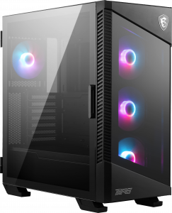 MSI MPG VELOX 100R Mid Tower Gaming Computer Case 'Black, 4x 120mm ARGB Fans, 1-6 ARGB Hub, ARGB light strip, USB Type-C, Tempered Glass, Center, E-ATX, ATX, mATX, mini-ITX'