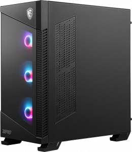 MSI MPG VELOX 100R Mid Tower Gaming Computer Case 'Black, 4x 120mm ARGB Fans, 1-6 ARGB Hub, ARGB light strip, USB Type-C, Tempered Glass, Center, E-ATX, ATX, mATX, mini-ITX'