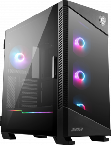 MSI MPG VELOX 100R Mid Tower Gaming Computer Case 'Black, 4x 120mm ARGB Fans, 1-6 ARGB Hub, ARGB light strip, USB Type-C, Tempered Glass, Center, E-ATX, ATX, mATX, mini-ITX'