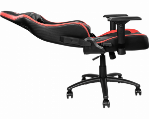 MSI MAG CH110 Gaming Chair 'Black and red with carbon fiber design, Steel frame, Reclinable backrest, Adjustable 4D Armrests, breathable foam, Ergonomic headrest pillow, Lumbar support cushion'