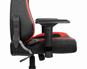 MSI MAG CH110 Gaming Chair 'Black and red with carbon fiber design, Steel frame, Reclinable backrest, Adjustable 4D Armrests, breathable foam, Ergonomic headrest pillow, Lumbar support cushion'