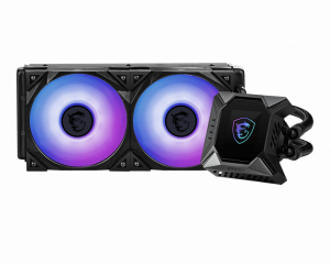 MSI MPG CORELIQUID K240 Liquid CPU Cooler '240mm Radiator, 2.4'' LCD display with fan, 3x 120mm ARGB PWM Fan, Center, Supports Intel and AMD Platforms, Cooled by ASETEK'