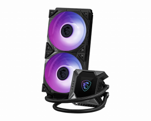 MSI MPG CORELIQUID K240 Liquid CPU Cooler '240mm Radiator, 2.4'' LCD display with fan, 3x 120mm ARGB PWM Fan, Center, Supports Intel and AMD Platforms, Cooled by ASETEK'