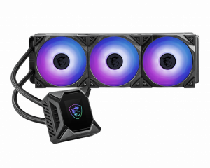 MSI MPG CORELIQUID K360 Liquid CPU Cooler '360mm Radiator, 2.4'' LCD display with fan, 3x 120mm ARGB PWM Fan, Center, Supports Intel and AMD Platforms, Cooled by ASETEK'