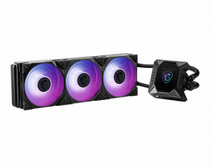 MSI MPG CORELIQUID K360 Liquid CPU Cooler '360mm Radiator, 2.4'' LCD display with fan, 3x 120mm ARGB PWM Fan, Center, Supports Intel and AMD Platforms, Cooled by ASETEK'
