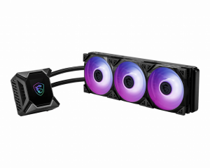 MSI MPG CORELIQUID K360 Liquid CPU Cooler '360mm Radiator, 2.4'' LCD display with fan, 3x 120mm ARGB PWM Fan, Center, Supports Intel and AMD Platforms, Cooled by ASETEK'