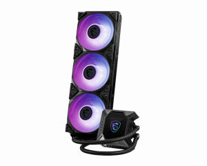 MSI MPG CORELIQUID K360 Liquid CPU Cooler '360mm Radiator, 2.4'' LCD display with fan, 3x 120mm ARGB PWM Fan, Center, Supports Intel and AMD Platforms, Cooled by ASETEK'