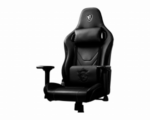 MSI MAG CH130X Gaming Chair 'Black with carbon fiber design with velvet trim, Carbon steel frame, Reclinable backrest, Adjustable 2D Armrests, foam, Ergonomic headrest pillow, Lumbar support cushion'