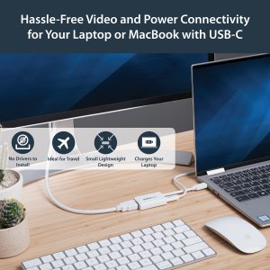 StarTech.com USB C to HDMI 2.0 Adapter with Power Delivery - 4K 60Hz USB Type-C to HDMI Display Video Converter - 60W PD Pass-Through Charging Port - Thunderbolt 3 Compatible - White