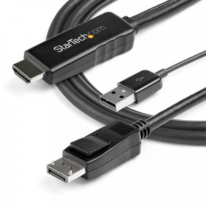 StarTech.com 2m (6ft) HDMI to DisplayPort Cable 4K 30Hz - Active HDMI 1.4 to DP 1.2 Adapter Converter Cable with Audio - USB Powered - Mac & Windows - HDMI Laptop to DP Monitor - Male/Male