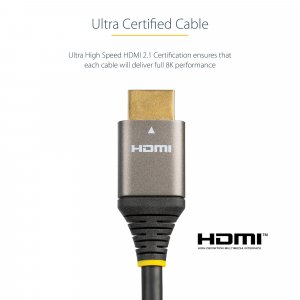 StarTech.com 3ft (1m) HDMI 2.1 Cable 8K - Certified Ultra High Speed HDMI Cable 48Gbps - 8K 60Hz/4K 120Hz HDR10+ eARC - Ultra HD 8K HDMI Cable - Monitor/TV/Display - Flexible TPE Jacket