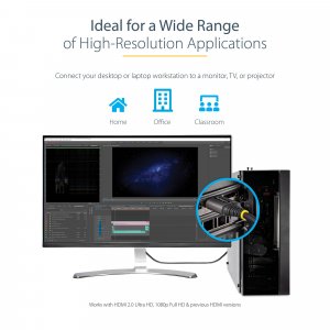 StarTech.com 20in (0.5m) Premium Certified HDMI 2.0 Cable - High-Speed Ultra HD 4K 60Hz HDMI Cable with Ethernet - HDR10, ARC - UHD HDMI Video Cord - For UHD Monitors, TVs, Displays - M/M