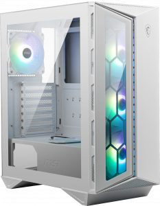 MSI MPG GUNGNIR 110R WHITE Mid Tower Gaming Computer Case 'White, 4x 120mm ARGB Fan, 1 to 6 ARGB Control board, USB Type-C, Tempered Glass, Center, ATX, mATX, mini-ITX'