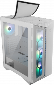 MSI MPG GUNGNIR 110R WHITE Mid Tower Gaming Computer Case 'White, 4x 120mm ARGB Fan, 1 to 6 ARGB Control board, USB Type-C, Tempered Glass, Center, ATX, mATX, mini-ITX'