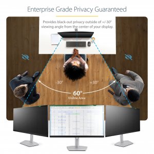 StarTech.com Monitor Privacy Screen for 24 inch PC Display - Computer Screen Security Filter - Blue Light Reducing Screen Protector Film - 16:9 Widescreen - Matte/Glossy - +/-30 Degree