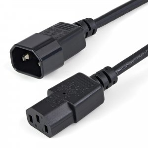 StarTech.com 1m (3ft) Power Extension Cord, C14 to C13, 10A 125V, 18AWG, Computer Power Cord Extension, IEC-320-C14 to IEC-320-C13 AC Power Cable Extension for Power Supply, UL Listed