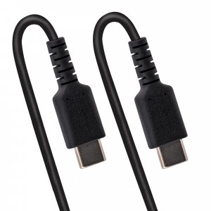 StarTech.com 3ft (1m) USB C Charging Cable, Coiled Heavy Duty Fast Charge & Sync USB-C Cable, USB 2.0 Type-C Cable, Rugged Aramid Fiber, Durable Male to Male USB Cable, Black