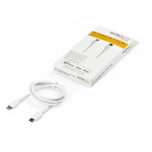 StarTech.com 3 foot (1m) Durable White USB-C to Lightning Cable - Heavy Duty Rugged Aramid Fiber USB Type A to Lightning Charger/Sync Power Cord - Apple MFi Certified iPad/iPhone 12