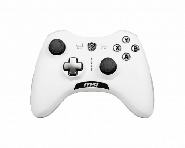 MSI FORCE GC20 V2 WHITE Gaming Controller 'PC and Android ready, Wired, adjustable D-Pad cover, Dual vibration motors, Ergonomic design, detachable cables'