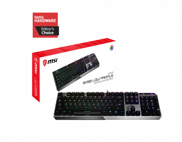 MSI VIGOR GK50 LOW PROFILE Mechanical Gaming Keyboard 'UK-Layout, KAILH Low-Profile Switches, Multi-Layer RGB LED Backlit, Tactile, Floating Key Design'