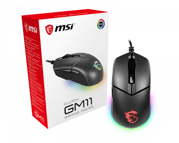 MSI CLUTCH GM11 WHITE Gaming Mouse '2-Zone RGB, upto 5000 DPI, 6 Programmable button, Symmetrical design, OMRON Switches, Center'