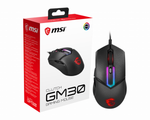 MSI CLUTCH GM30 RGB Optical Gaming Mouse '6200 DPI Optical Sensor, 6 Programmable button, Dual-Zone RGB, Ergonomic design, OMRON Switch with 20+ Million Clicks, RGB Mystic Light'