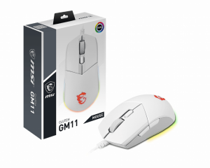 MSI CLUTCH GM11 WHITE Gaming Mouse '2-Zone RGB, upto 5000 DPI, 6 Programmable button, Symmetrical design, OMRON Switches, Center'