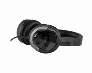 MSI IMMERSE GH30 V2 Gaming Headset 'Black with Iconic Dragon Logo, Wired Inline Audio with splitter accessory, 40mm Drivers, detachable Mic, easy foldable design'