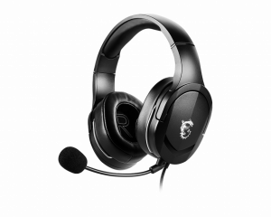 MSI IMMERSE GH20 Gaming Headset '3.5mm inline with audio splitter accessory, Black, 40mm Drivers, Unidirectional Mic, PC & Cross-Platform Compatibility'