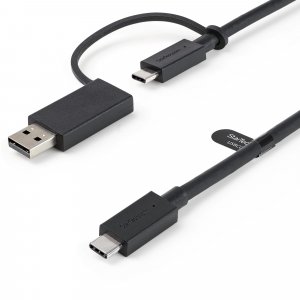 StarTech.com 3ft (1m) USB-C Cable with USB-A Adapter Dongle - Hybrid 2-in-1 USB C Cable w/ USB-A - USB-C to USB-C (10Gbps/100W PD), USB-A to USB-C (5Gbps) - Ideal for Hybrid Docking Station