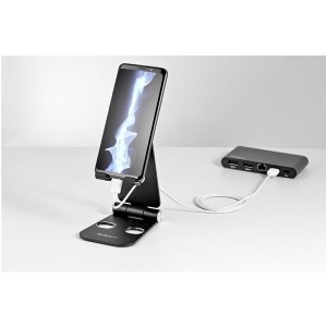 StarTech.com Phone and Tablet Stand - Foldable Universal Mobile Device Holder for Smartphones & Tablets - Adjustable Multi-Angle Ergonomic Cell Phone Stand for Desk - Portable - Black
