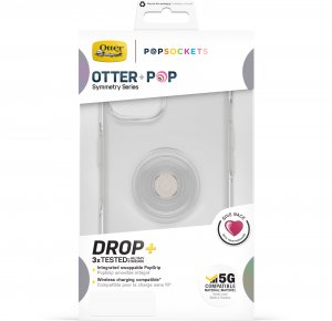 OtterBox Otter+Pop Case for iPhone 13, Shockproof, Drop proof, Protective Case with PopSockets PopGrip, 3x Tested to Military Standard, Clear