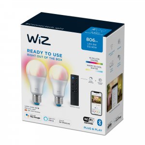 WiZ Bulb 8W (Eq.60W) A60 E27 x2 + Remote