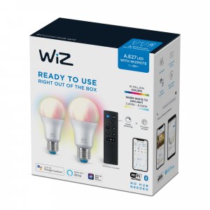 WiZ Bulb 8W (Eq.60W) A60 E27 x2 + Remote